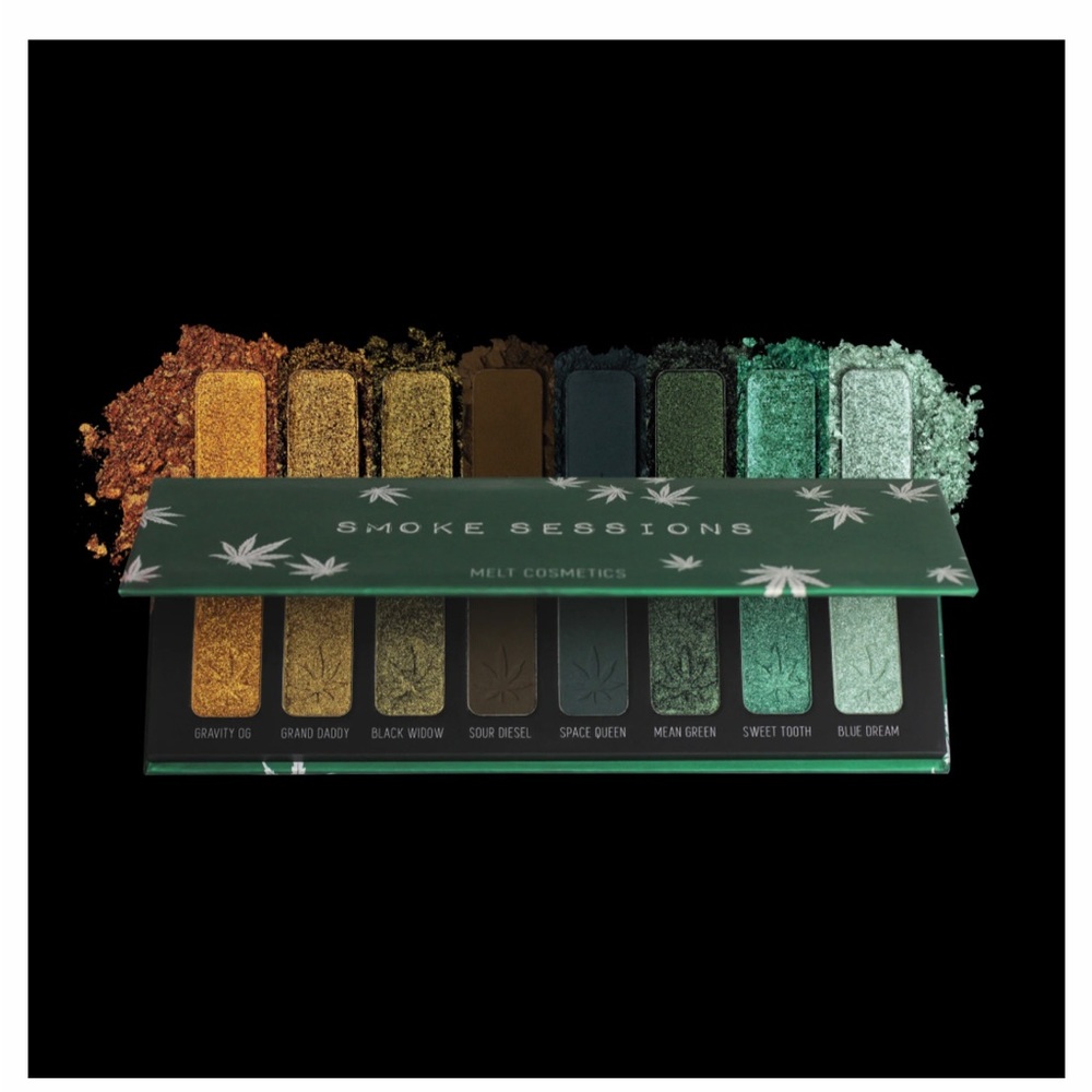 Melt cosmetics smoke sessions palette eyeshadow green gold stoner hippie